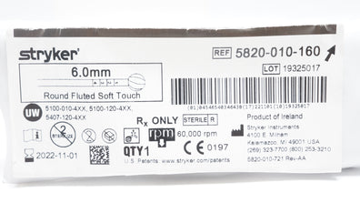 Stryker 5820-010-160 6.0mm Round Fluted Bur Soft Touch (x)